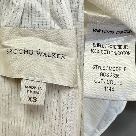 Brochu Walker Micro Stripe White Cotton Popover Tunic Blouse Size XS - Picture 3 of 13